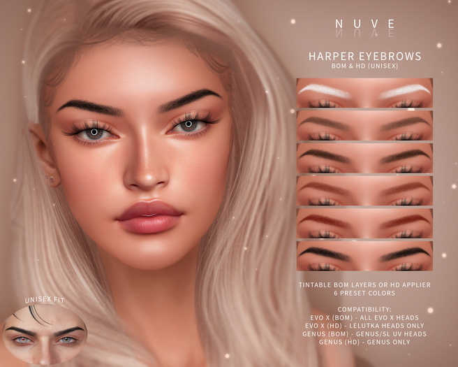 Second Life Marketplace Nuve. Harper Eyebrows All Packs Genus MORPH